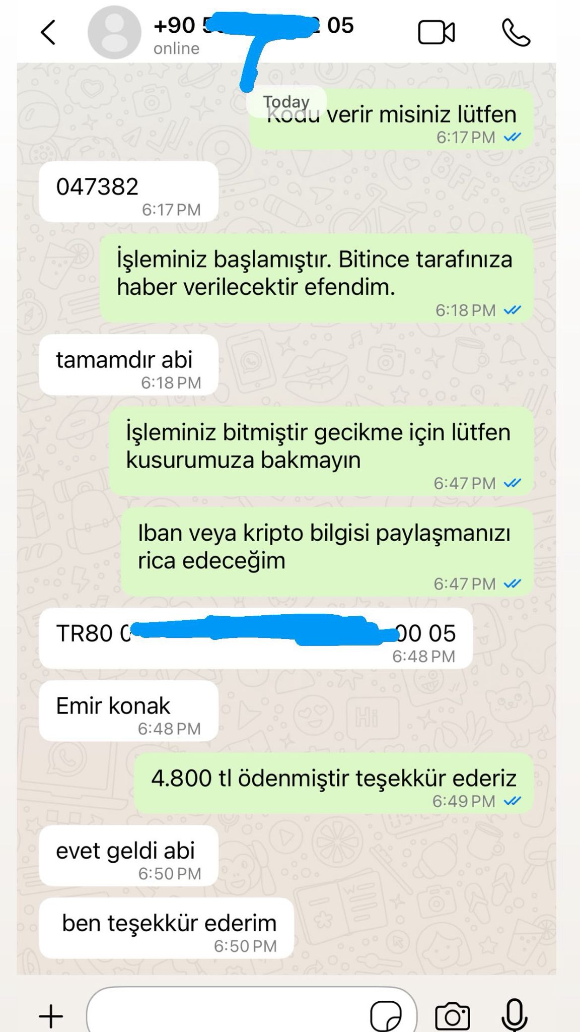 Müşteri referansı - Başarılı yemek kartı nakite çevirme işlemi